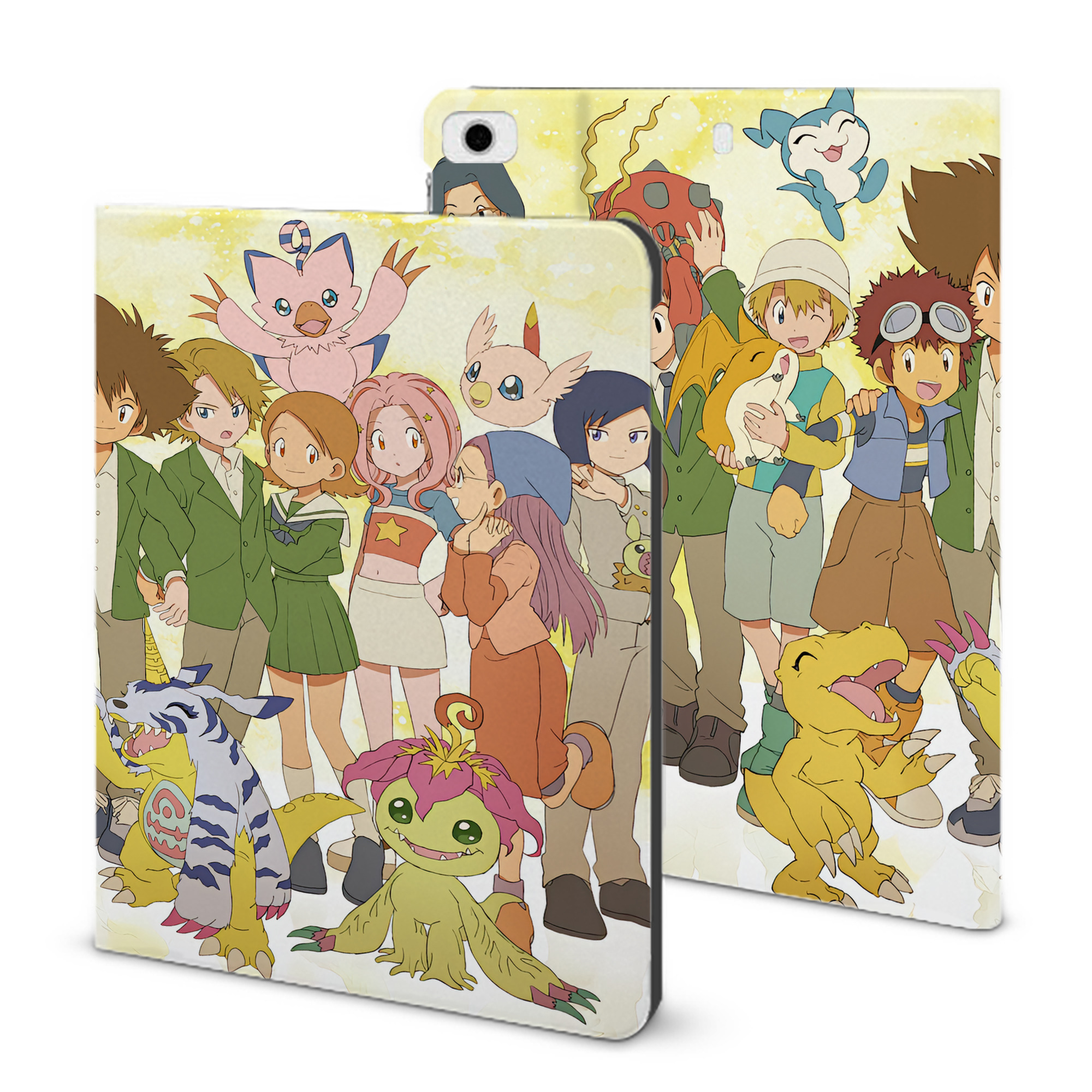 （画像用） Digimon デジタルモンスター/デジモン IPad ケース ブック型 PUレザー TPU 耐衝撃 軽量 薄型 ペン収納なし 全面保護 IPad 各モデル対応